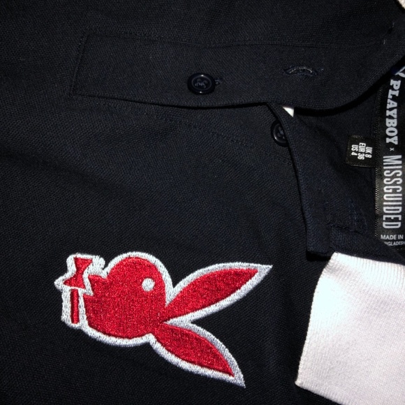 Playboy x Missguided Navy Varsity Polo Crop Top - Picture 3 of 6